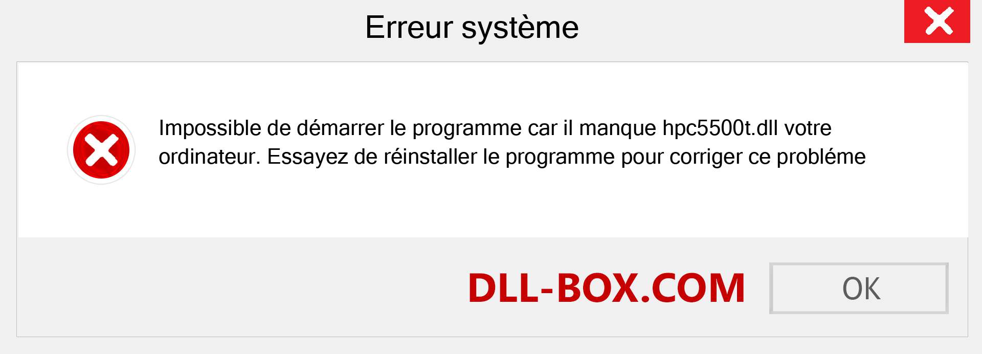 Le fichier hpc5500t.dll est manquant ?. Télécharger pour Windows 7, 8, 10 - Correction de l'erreur manquante hpc5500t dll sur Windows, photos, images