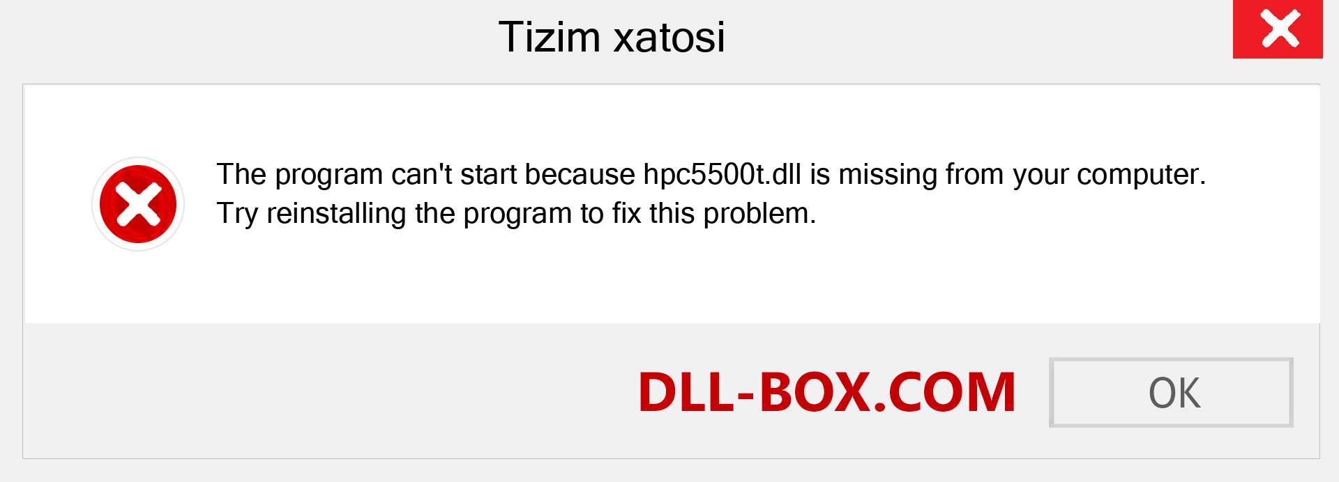 hpc5500t.dll fayli yo'qolganmi?. Windows 7, 8, 10 uchun yuklab olish - Windowsda hpc5500t dll etishmayotgan xatoni tuzating, rasmlar, rasmlar